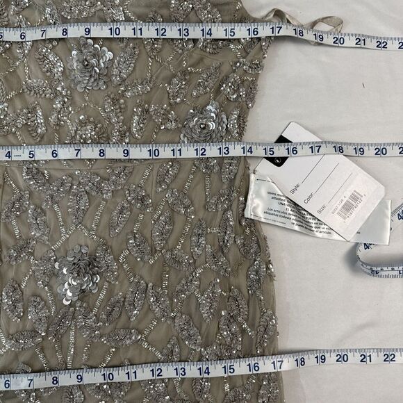 NWT $598 Mac Duggal [ 4 ] 93537 Cowl Neckline Floral Embellished Gown Grey #J304 - Picture 4 of 14